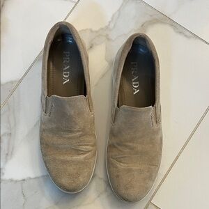 Prada Men's Beige Suede Loafers